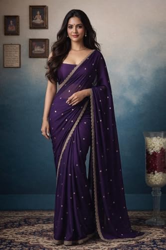 Image of NoseQueen Women Beautiful Soft Silk Designer Saree with blouse