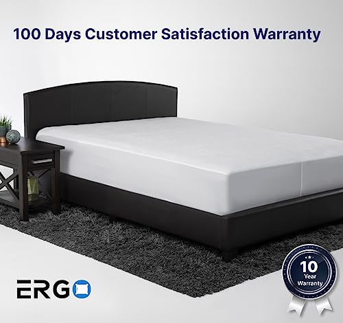 Ergo Queen Size Premium Mattress Protector, Waterproof, Breathable Mattress Cover, Cotton, Fitted Sheet Style, 6"-21" Deep Pocket, Soft, College Dorm, New Home, Apartment Essentials, Washable #TOP4