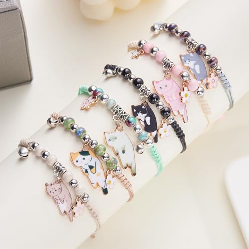 Cartoon Cat Charm Bracelet - Brown Lazy Kitten Durable Chain Jewelry for Casual Wear, Stackable Layering & Giving​​3