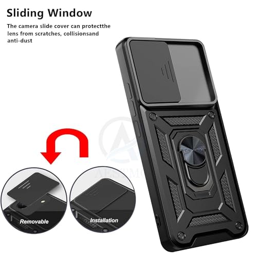 Image of Luxe Back Cover for Samsung Galaxy A35 5G / Samsung Galaxy A55 5G | D10 Tough Armor Case | Sliding Camera Shield | 360 Protection | Kickstand Ring Holder | Military-Grade Shockproof Case
