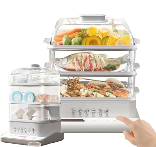 Food Steamer(40L) with 360° Surround Heating | 3 Tier Detachable | 800W Power | 12H Reservation | Anti-Dry Burn | Ideal for Vegetables, Meats, Fish - Perfect Cooking Companion