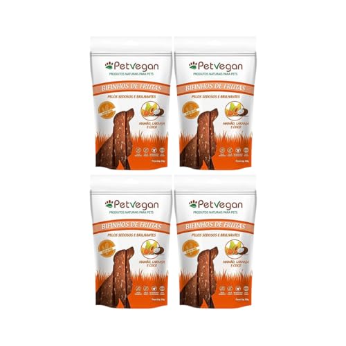 Kit com 4 Pacotes de Bifinhos de Frutas sabor Mamão, Laranja e Coco de 60g cada