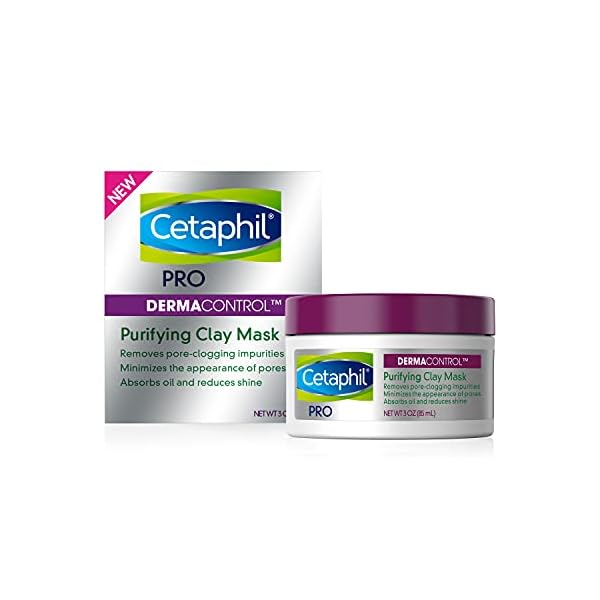 Clay-Mask-by-Cetaphil-Pro-Dermacontrol-Purifying-Clay-Face-Mask-with-Bentonite-Clay-for-Blackheads-and-Pores-Designed-for-Oily-Sensitive-Skin-3-oz Cetaphil Clay Mask, DermaControl Purifying Clay Face Mask with Bentonite Clay for Blackheads and Pores, Designed for Oily, Sensitive Skin, 3 Oz