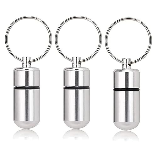 3 portachiavi portapillole piccola scatola portachiavi portatile impermeabile in metallo contenitore per pillole organizzatore bottiglia medicina per campeggio