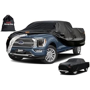 Kayme Truck Cover Custom Fit Ford F-150(1997-2025) Regular Long Bed. Full Exterior Heavy Duty Outdoor Pickup Truck Car Cover Waterproof All Weather.Car Tarp for Wind Sun Dust Protection.Blac