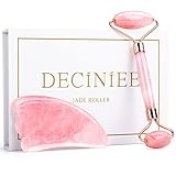 Deciniee Jade Roller and Gua Sha Set - Anti Aging Rose Quartz Face Roller Massager & Guasha Tool for Face, Eye, Neck - Natural Beauty Skin Care Tools Body Muscle Relaxing Relieve Wrinkles