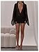 Milumia Women's Deep V Neck Sheer Mesh Mini Dress Long Bell Sleeve Rave Sexy Dresses Black Large