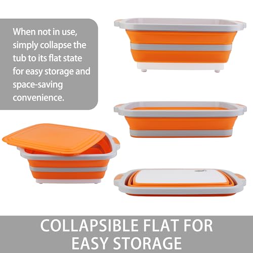 Tiawudi Large Collapsible BBQ Prep Tub with Lid(4.22 Gal/16L), Foldable Camping Sink with Colander, Cutting Board, Dish Basin for Kitchen, Bowl, Vegetable and Fruit, Storage Basket for Picnic - Image 2
