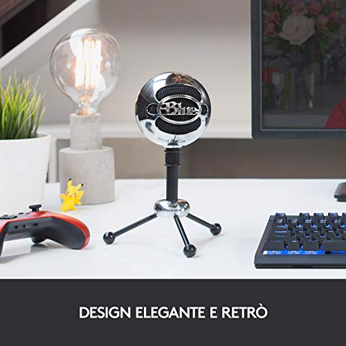 Blue Snowball Microfono USB per Registrazione, Streaming, Podcast, Gaming su PC e Mac, Mic a Condensatore con Modelli Polari Cardioide e Omnidirezionale e Design Retrò Elegante - Argento - Microfono streaming - Immagine 7