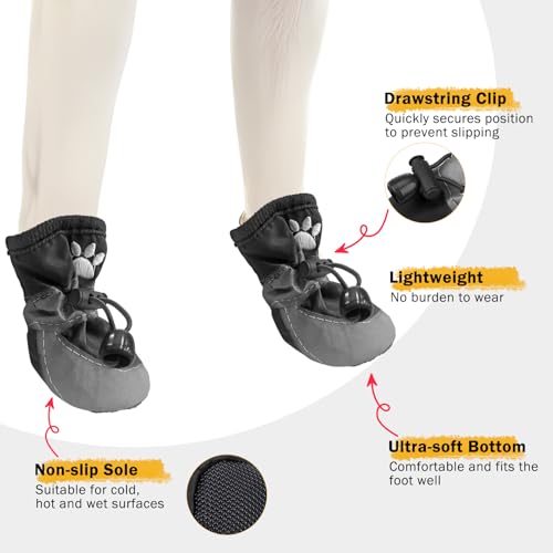 Scenereal Dog Shoes Small Sized Dogs, Anti-Slip Dogs Boots & Paw Protector With Reflective Straps & Warm Fleece thumb #3