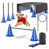 BARKQUET Dog Agility Course Backyard Set Complete Dog Agility Equipment with Cones, Carry Bag, Tunnels for Dogs, Jump Ring - Pet Training Playground, Dogs Obstacle Course Backyard for Indoor Outdoor