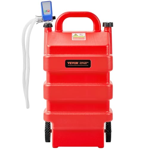 VEVOR Bidon d'Essence Diesel sur Roues, 60,5 L, Réservoir de Carburant, avec Pompe Transfert Carburant Électrique 12 V CC 9,5 L/min, Tuyau de Distribution 1,2 m, Buse Capteur Arrêt Automatique, Rouge - 10