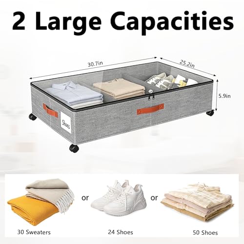 Almacenamiento debajo de la cama con ruedas paquete de 2 organizadores metálicos con tapa 3