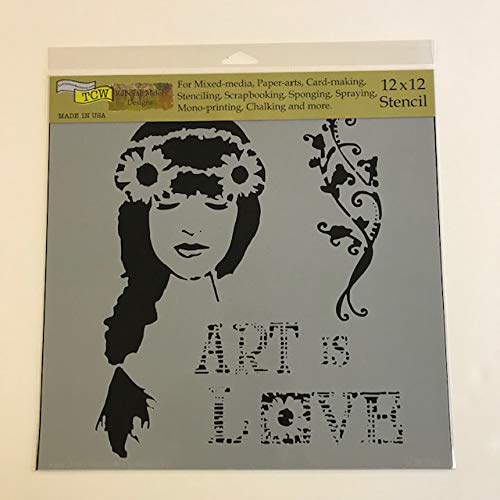Crafter\'s Workshop Stencil 2 Pack, Reusable Stenciling Templates for Art Journaling, Mixed Media, and Scrapbooking - TCW703 Art is Love & TCW708 at The Beach, 12 inch x 12 inch