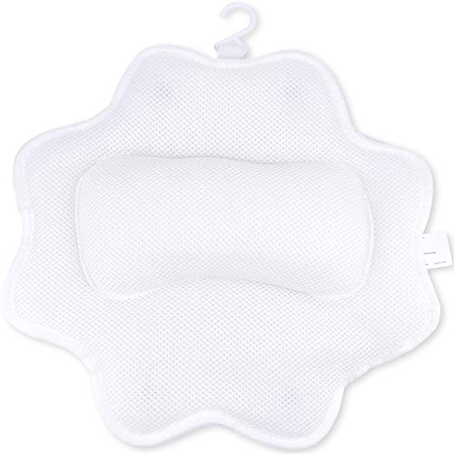 Bathtub Pillow for Soaking Tub,5D Air Mesh Bathroom Pillow,Non-Slip 4 Powerful Suction Cups,Bath Pillow for Head,Neck and Shoulder Support