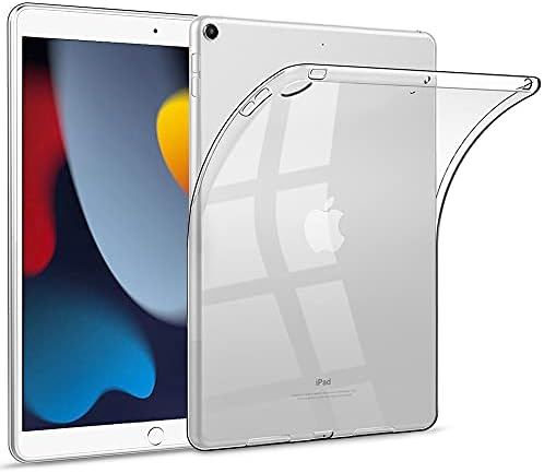 HBorna Case for iPad 9th Generation (2021)/8th Generation (2020)/7th Generation (2019), Slim Clear Case Cover Silicone TPU Back Protective Case Protector for iPad 10.2 Inch, Transparent