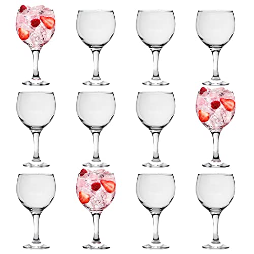 LAV 12x Clear 645ml Misket Gin Balloon Glasses - Large Long Stem Bowl Shaped G&T Cocktail Drinking Copa Tonic Glass Gift Set