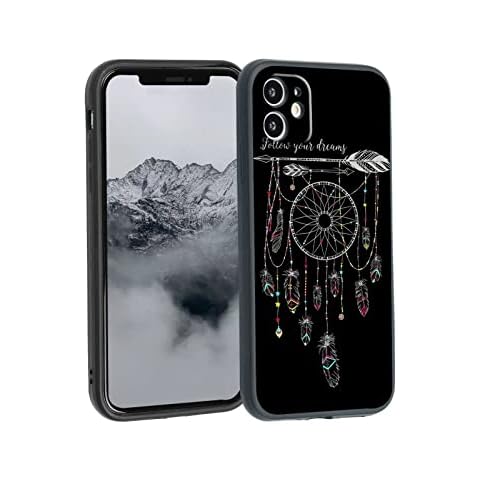 for iPhone 11 Case, Dream Catcher Feather Pattern Follow Your Dreams Quotes Design for Girl Women, Shockproof Silicone Protective Phone Case Cover for iPhone 11 Cover