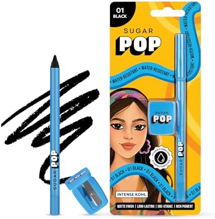 SUGAR POP Pencil Matte Intense Kohl | Vitamin E | Smudge-Proof | Water-Resistant | 1.2 Gms - 01 Black Pack of 1