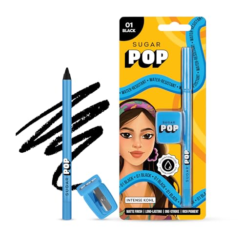 SUGAR POP Pencil Matte Intense Kohl | Vitamin E | Smudge-Proof | Water-Resistant | 1.2 Gms – 01 Black Pack of 1