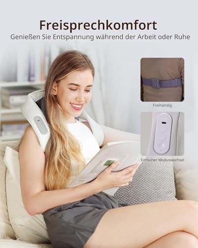 Schnurloses elektrisches Nackenmassagegerät mit Wärme, einstellbarer Distanz, Shiatsu-Massage, 3D-Tiefengewebekneten, Geschenk zum Vatertag, wiederaufladbar &mehrere Modelle zur Schmerzlinderung