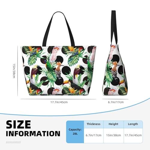 Polka Dot Parrot Toucan Leaf Large Beach Bag Waterproof Sandproof Swim Tote Pool Bag For Women With Zipper3