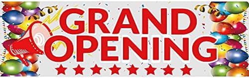 Grand Opening Banner, New Store Grand Opening Sign and Rope, Red Oxford Cloth Grand Opening Party Supplies, Large Advertising Opening Backdrop Decoration for Shop Garden Yard Business Outdoor Ceremony