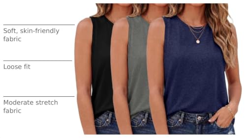 GAYHAY 3 Pack Womens Tank Tops Crew Neck Sleeveless Shirts Summer Clothes by GAYHAY - Used condition - Image 2