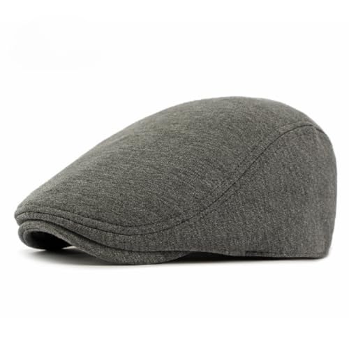 HIQIU Gorra con visera de algodón para hombre, boina Gatsby Newsboy para hombre, gorra plana para primavera, otoño, gris oscuro, Talla única