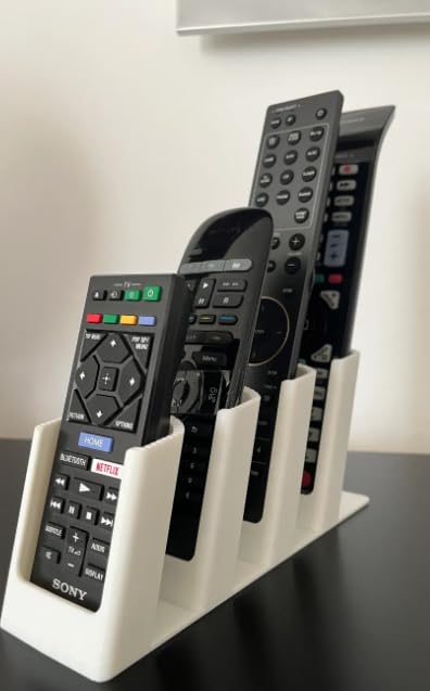 Düzenleyici, Kumanda Tutucu Stand – 4'lü TV Uzaktan Kumanda Organizer | Sehpa, TV Ünitesi için Masaüstü | Beyaz