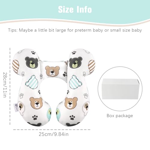 Image of vocheer Baby Travel Pillow(Upgraded), Head and Neck Support Pillow for Pushchair, Car Seat, Stroller, Bouncer, Cotton(Bear)