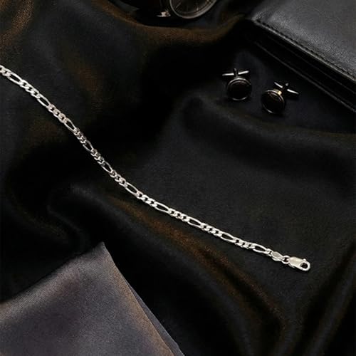 Image of TRUESILVER ACPL 925 Sterling Silver BIS Hallmarked Italian Solid Diamond-Cut Figaro Link Chain Necklace for Men and Women