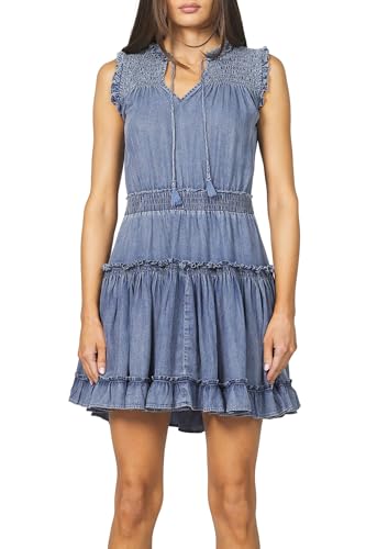 DEAR JOHN Melodie Women's Dress Mini Sleeveless Ruffle Armhole V-Neck