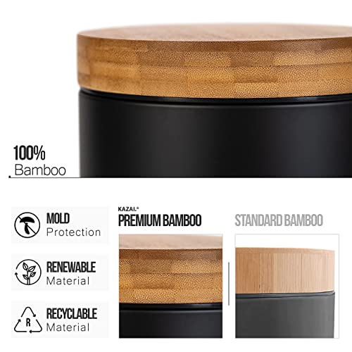 Kazai. 3L Designer Bathroom Bin | Superior Bamboo | Soft Closing | Anti-Finger | Black #TOP1
