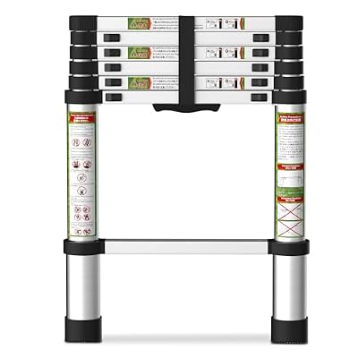SPIEEK Telescoping Ladder for RV & Attic, 6.5FT Aluminum Extension Ladder with Dual Locking Mechanism, Max Load 330lbs, Compact Foldable Ladder for Roof, Home, Travel Trailer & Multi-Surface Use