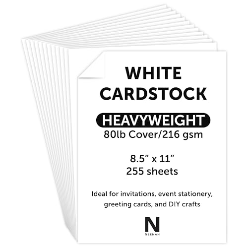 Neenah White Cover Cardstock 80 lb. Heavyweight Cover Stock 255 Sheets 94 Brightness 8.5 x 11 Ideal for Invitations & Cards (91308)