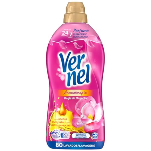 Vernel Suavizante Concentrado Aromaterapia Magia de Magnolia Suavizante (80 lavados), suavizante de ropa para una experiencia aromática durante 24 horas y hasta 7 días