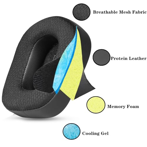 Almohadillas de Gel Refrescante para Orejas, Reemplazo Compatible con Logitech G733 G535 G335 Auriculares Inalámbricos Gaming miniatura 3