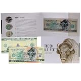 USA 100 Dollar Note | North Dakota Commemorative Souvenir | American Bison | Theodore Roosevelt National Park | Rugby Geographical Center | Collector's Album | The 50 U.S. States Edition