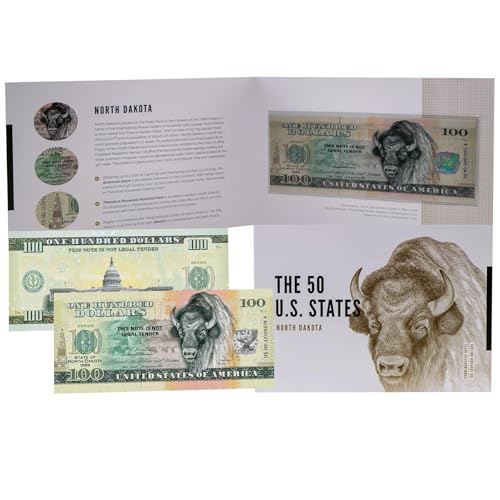USA $100 Note - North Dakota Bison & Roosevelt Park Souvenir
