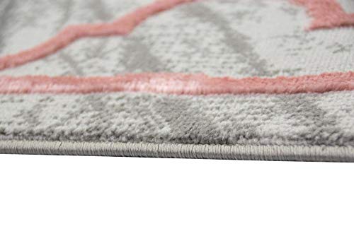 CARPETIA Teppich Wohnzimmerteppich marokkanisches Muster grau rosa Größe 80x150 cm – Bild 5