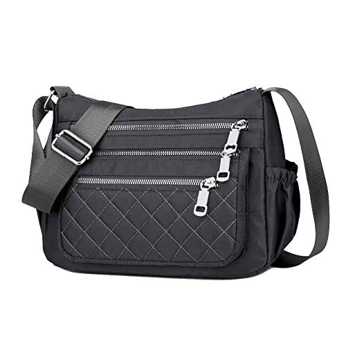 Nylon Women Shoulder Crossbody bags, SHINON Multi Pocket Anti Splash Water Lightweight Oxford Messenger Bags Travel Purse. (Grey)