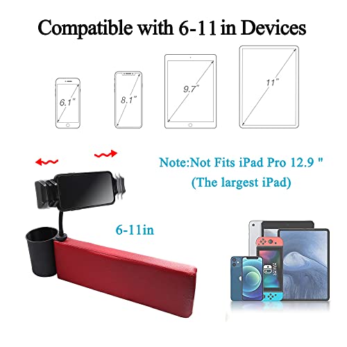 Movecup Car Seat Gap Organizer With Cup Holder & Phone Mount , Car Seat Gap Filler With Cup Holder，Multifunctional Car Seat Organizer (Red) #TOP6