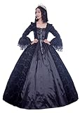 CountryWomen 18th Century Women's Rococo Ball Gown Victorian Masquerade Theme Costumes(Black1, M)
