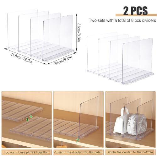 Fangoo Organizador de bolsa ajustável de 8 camadas para divisórias de prateleira de armário para qua