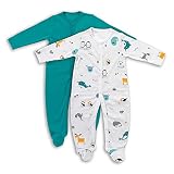 schlummersack Baby Strampler Set Unsiex Polarfreunde Größe 86 12-18 Monate | 2 Stück Strampler Baby Baumwolle - Strampler langarm mit Fuß Schlafanzug | Strampler Junge Mädchen