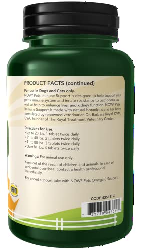 Now Pet Health, Immune Support Supplement, Formulated For Cats & Dogs, Nasc Certified, 90 Chewable Tablets #TOP1