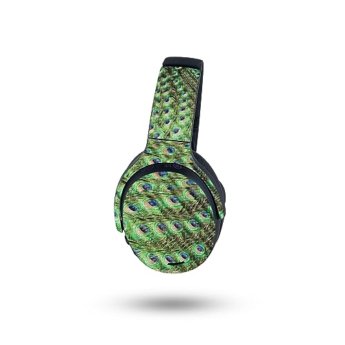 Image of MightySkins Carbon Fiber Skin Compatible with Skullcandy Crusher ANC 2 - Peacock Pattern | Protective, Durable Textured Carbon Fiber Finish | Easy to Apply