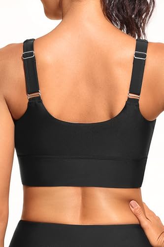 Yonique Women Sports Bra Bikini Top Swim Bra Athletic Swim Top Scoop Neck Bathing Suit2