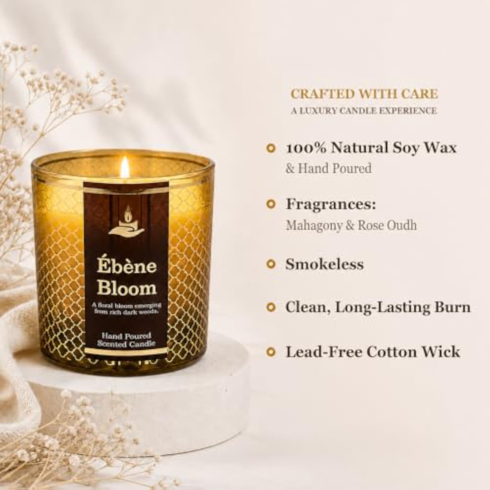 Veylora Ébène Bloom Hand Poured Scented Jar Candle